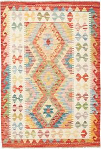 Tappeto Kilim Afghanistan Astratto Rosso Beige 103x150 Cm