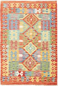 Tappeto Kilim Afghanistan Astratto Arancio Multicolore Vivace 105x151 Cm