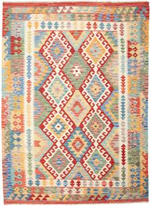 Tappeto Kilim Afghanistan Geometrico Multicolore Vivace 171x236 Cm