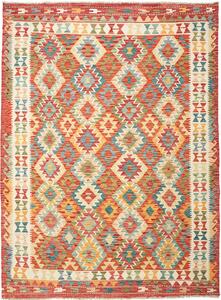 Tappeto Kilim Afghanistan Astratto Terracotta Blu 182x249 Cm