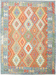 Tappeto Kilim Afghanistan Astratto Azzurro Arancio 179x239 Cm