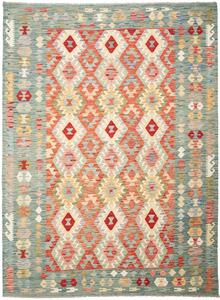 Tappeto Kilim Afghanistan Geometrico Verde Acqua Rosso 183x247 Cm