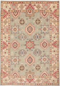 Tappeto Kazak Afghanistan Astratto Verde Salvia Crema 160x231 Cm