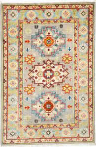 Tappeto Kazak Afghanistan Floreale Grigio Celeste Rosso 83x125 Cm