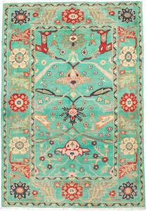 Tappeto Zigler Pakistan Medaglione Acquamarina Rosso 120x173 Cm