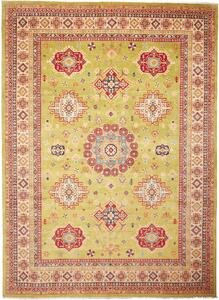 Tappeto Kazak Afghanistan Geometrico Verde Lime Rosso 308x422 Cm