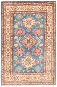 Tappeto Kazak Pakistan Geometrico Blu Rosso 98x150 Cm