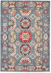 Tappeto Kazak Afghanistan Astratto Blu Rosso 125x179 Cm