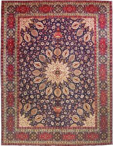 Tappeto Tabriz Persia Medaglione Blu Rosso 300x395 Cm