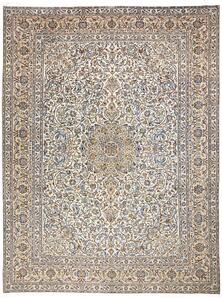 Tappeto Kashan Persia Medaglione Avorio Blu 297x393 Cm