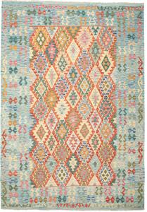 Tappeto Kilim Afghanistan Geometrico Azzurro Multicolore 209x299 Cm