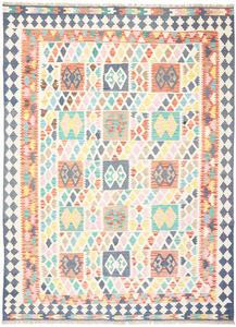 Tappeto Kilim Afghanistan Geometrico Avorio Multicolore 209x283 Cm