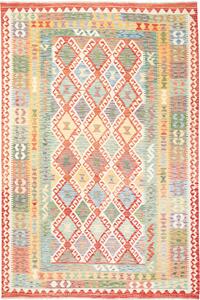 Tappeto Kilim Afghanistan Geometrico Multicolore Rosso 199x298 Cm