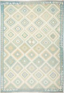 Tappeto Kilim Afghanistan Geometrico Azzurro Beige 200x291 Cm