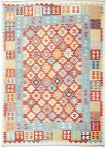 Tappeto Kilim Afghanistan Astratto Rosso Azzurro 240x336 Cm