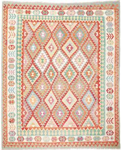 Tappeto Kilim Afghanistan Geometrico Rosso Arancio 247x294 Cm