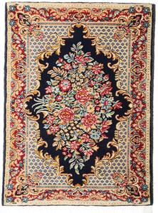 Tappeto Kerman Persia Medaglione Blu Crema 65x93 Cm