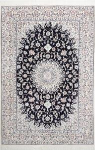 Tappeto Nain 6la Persia Medaglione Blu Notte Crema 153x225 Cm