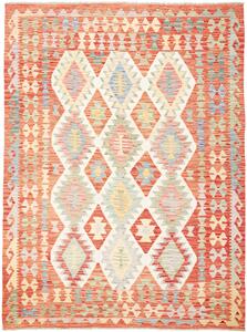 Tappeto Kilim Afghanistan Geometrico Terracotta Beige 177x241 Cm