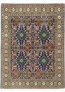 Tappeto Tabriz Persia Geometrico Blu Arancione 100x138 Cm