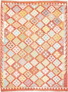 Tappeto Kilim Afghanistan Astratto Arancio Policromo 183x241 Cm