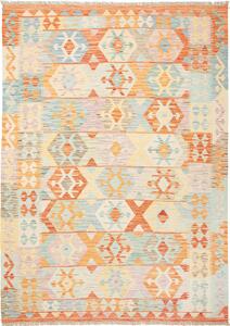 Tappeto Kilim Afghanistan Geometrico Arancione Azzurro 170x235 Cm