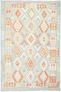Tappeto Kilim Afghanistan Geometrico Azzurro Arancio 174x255 Cm