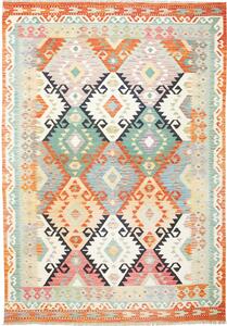 Tappeto Kilim Afghanistan Geometrico Multicolore Arancio 170x247 Cm
