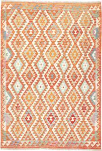 Tappeto Kilim Afghanistan Astratto Arancio Azzurro 173x249 Cm