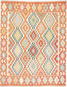 Tappeto Kilim Afghanistan Geometrico Terracotta Arancio 156x198 Cm