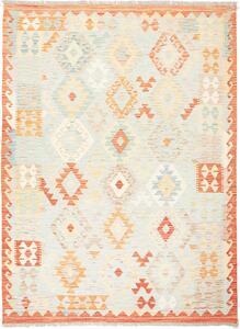 Tappeto Kilim Afghanistan Astratto Azzurro Arancio 150x205 Cm