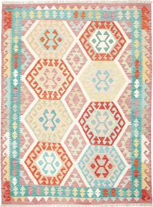Tappeto Kilim Afghanistan Astratto Rosa Antico Turchese 155x209 Cm