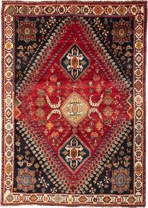 Tappeto Shiraz Persia Geometrico Rosso Blu Scuro 183x260 Cm