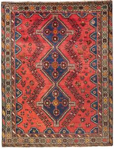 Tappeto Shiraz Persia Medaglione Rosso Blu 183x235 Cm