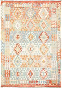 Tappeto Kilim Afghanistan Geometrico Arancio Blu 174x244 Cm