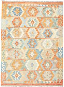 Tappeto Kilim Afghanistan Geometrico Arancio Azzurro 150x200 Cm