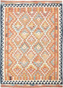 Tappeto Kilim Afghanistan Geometrico Arancio Azzurro 126x180 Cm