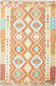 Tappeto Kilim Afghanistan Geometrico Multicolore Rosso 126x186 Cm