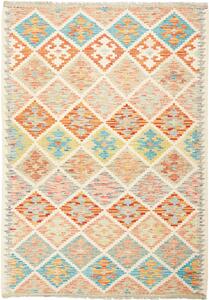 Tappeto Kilim Afghanistan Astratto Crema Arancione 132x189 Cm
