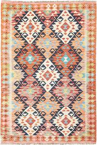 Tappeto Kilim Afghanistan Geometrico Arancio Rosso 122x183 Cm