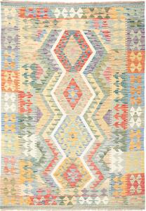 Tappeto Kilim Afghanistan Geometrico Multicolore Pastello 129x182 Cm
