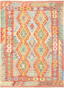 Tappeto Kilim Afghanistan Geometrico Corallo Azzurro 128x171 Cm