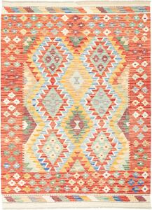 Tappeto Kilim Afghanistan Astratto Terracotta Multicolore 127x172 Cm