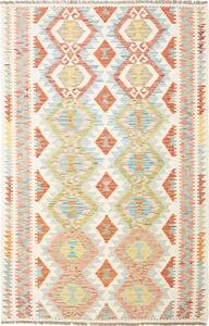 Tappeto Kilim Afghanistan Geometrico Crema Multicolore 124x184 Cm