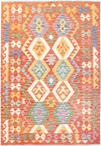Tappeto Kilim Afghanistan Geometrico Terracotta Multicolore 123x178 Cm