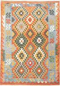 Tappeto Kilim Afghanistan Geometrico Arancio Blu 125x180 Cm