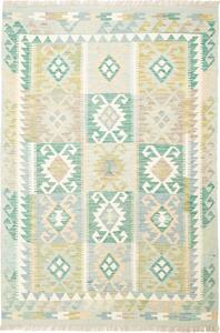 Tappeto Kilim Afghanistan Geometrico Verde Azzurro 120x180 Cm