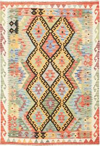 Tappeto Kilim Afghanistan Geometrico Azzurro Verde 121x176 Cm