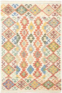 Tappeto Kilim Afghanistan Geometrico Beige Multicolore Vivace 125x185 Cm