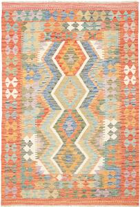 Tappeto Kilim Afghanistan Geometrico Terracotta Blu 126x182 Cm